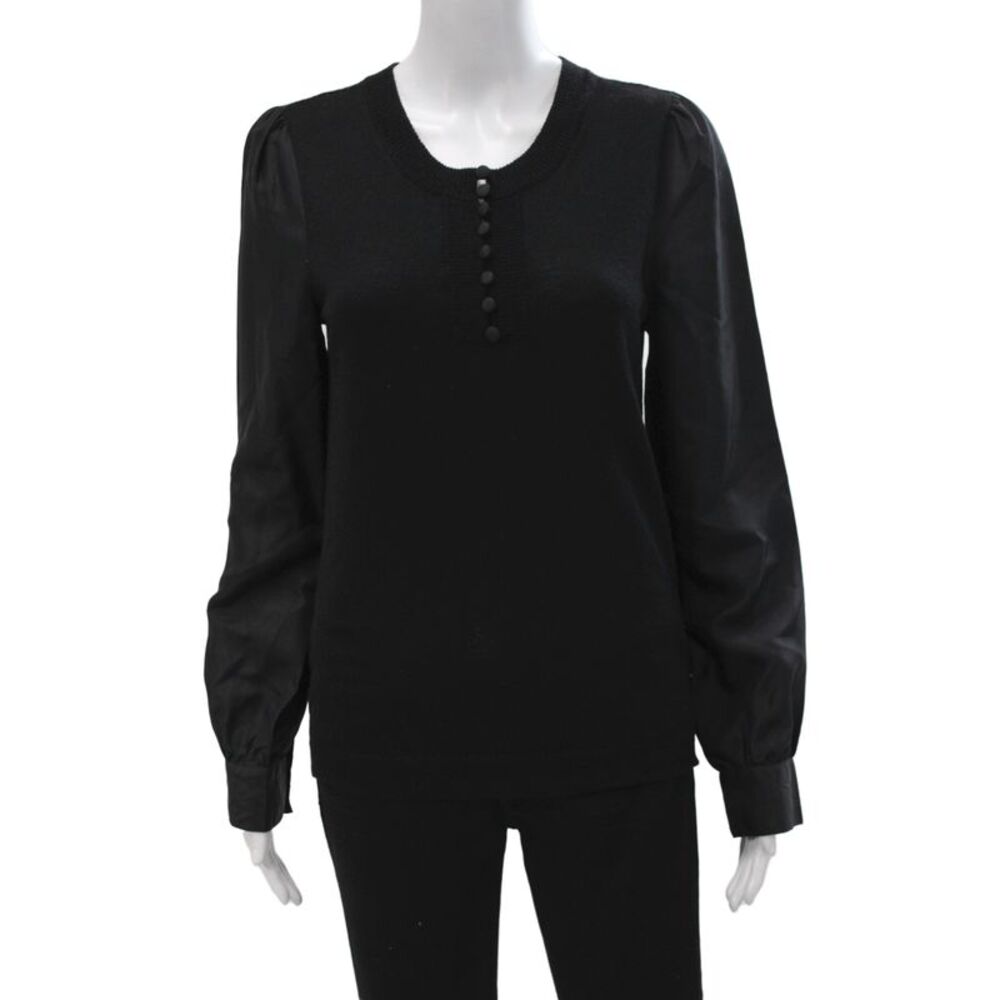 Marc Jacobs Women Pullover Sweater Black Cotton Polyester Crew Neck Size M